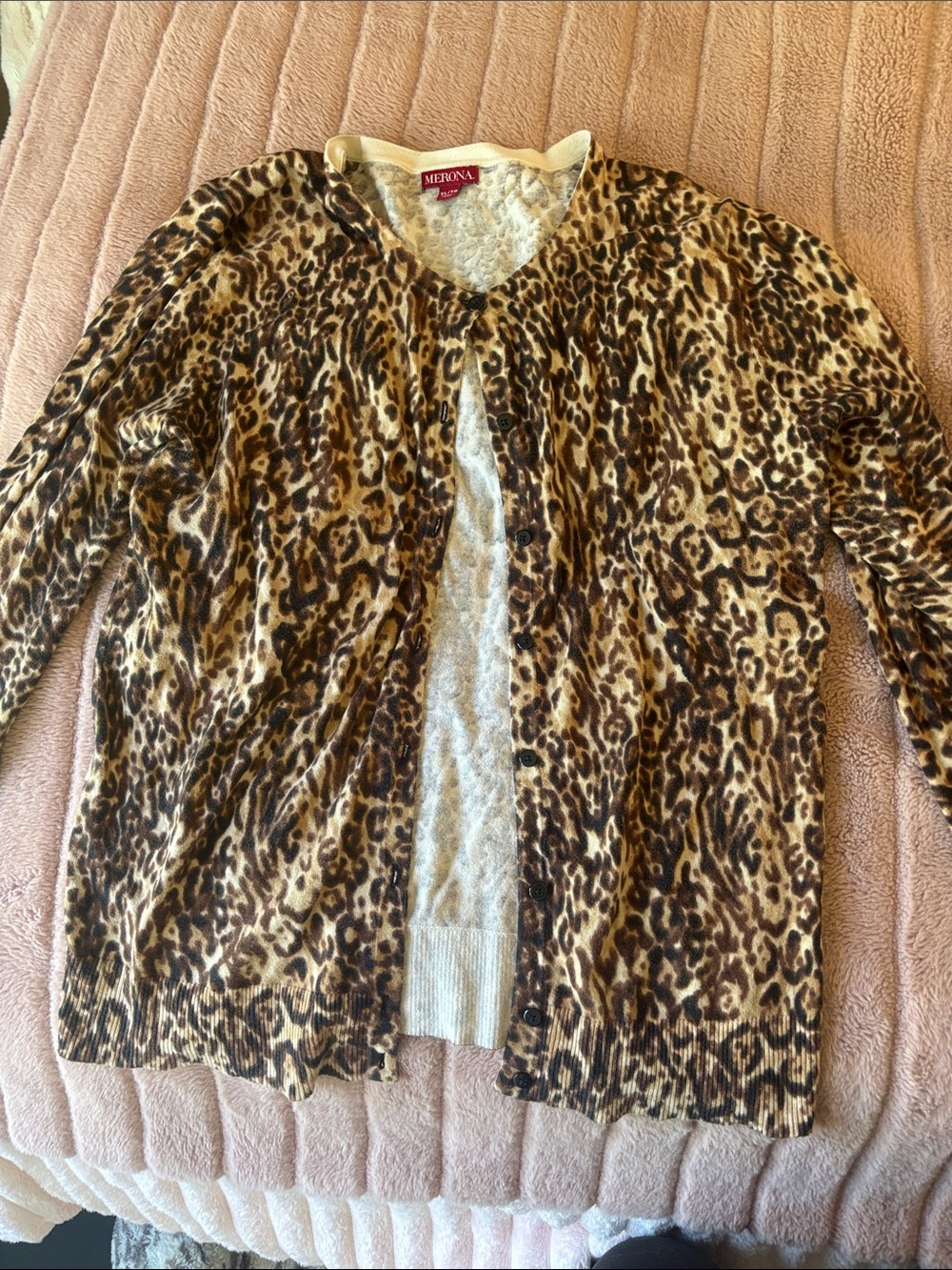 Merona Leopard-Print Button Cardigan in Brown & Cream